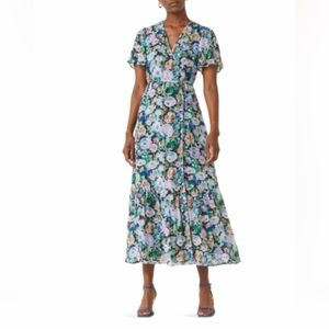 & other stories floral print flutter sleeve wrap midi dress